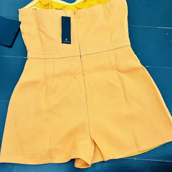 Lulus Opaline Orange Strapless Skort Romper - Size M - Picture 5 of 6